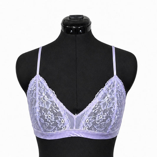Savage X Fenty Lavender Floral & Mesh Lace Bralette (XL)