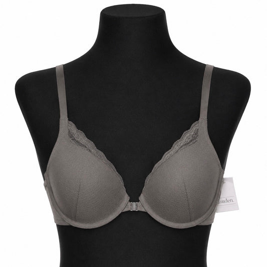 Auden Gray Lightly Lined Demi Coverage Racerback Bra (34DD)