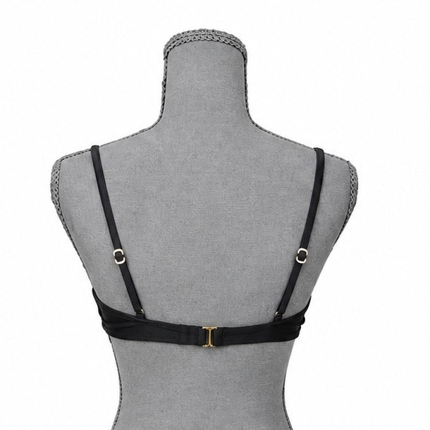 Shade & Shore Black Bikini Top with Gold Accents and Removable Pads (S)