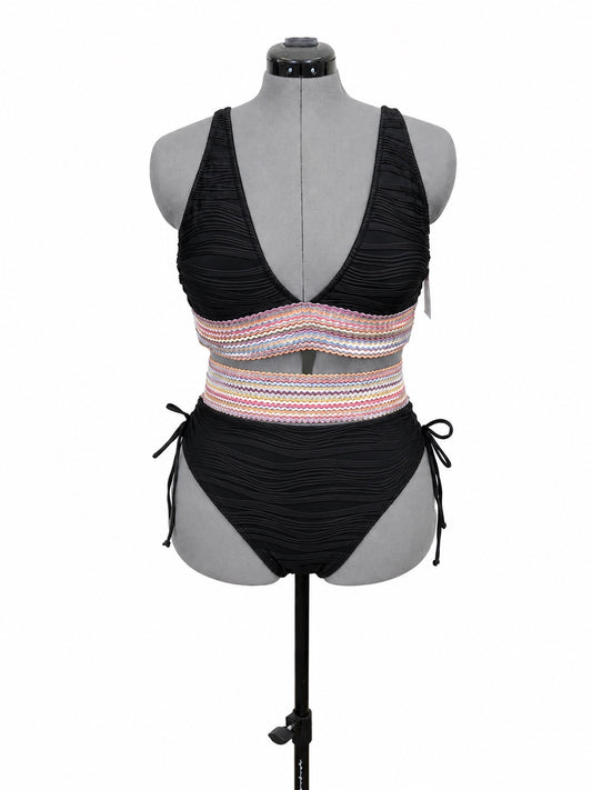 Blooming Jelly High Waisted Black Bikini (L)