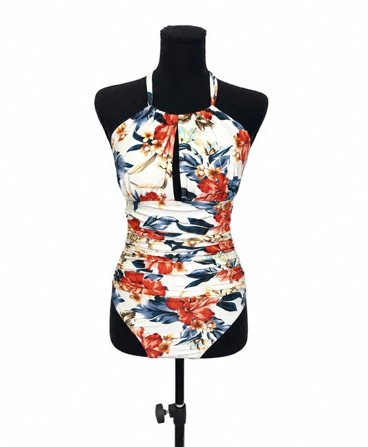 B2Prity White and Colorful Floral One Piece Swimsuit (M)