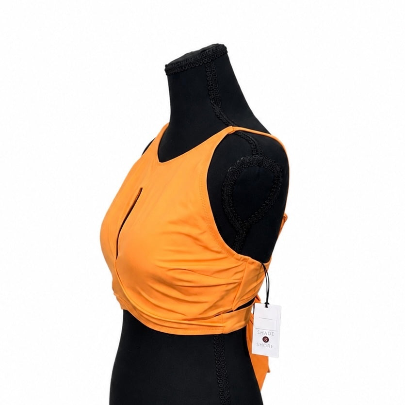 Shade & Shore Orange High Neck Swim Top with Removable Pads (36D)