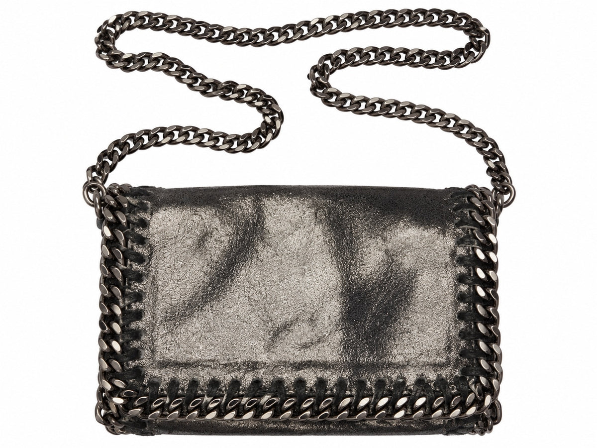 Borse in Pelle Genuine Leather Metallic Silver Chain Cross Body Bag
