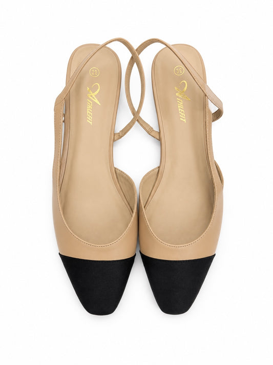 Athlefit Nude and Black Closed Toe Slingback Shoes (W 11)