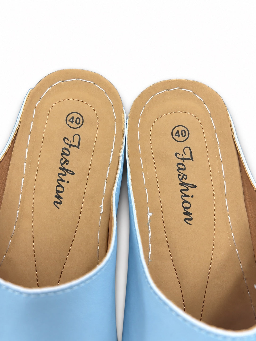 Yuanlong Sky Blue Wide Strap Open Toe Platform Wedge Slide Sandals (W 40)