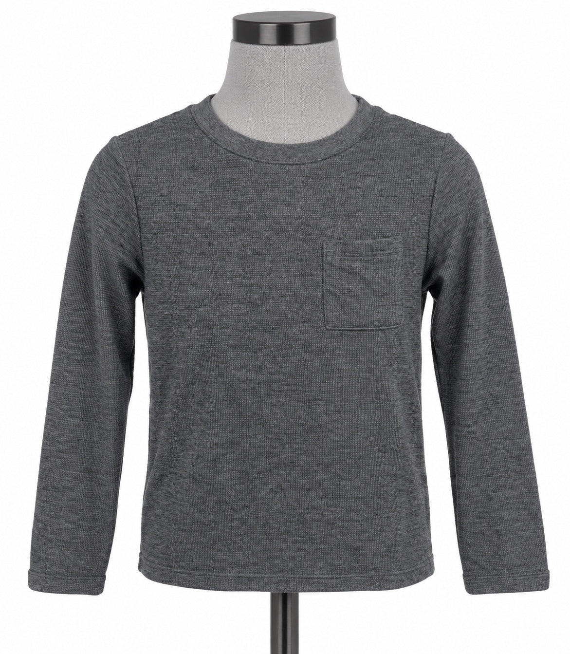 Cat & Jack Dark Gray Waffle Long Sleeve Shirt with Front Pocket (S-6/7)
