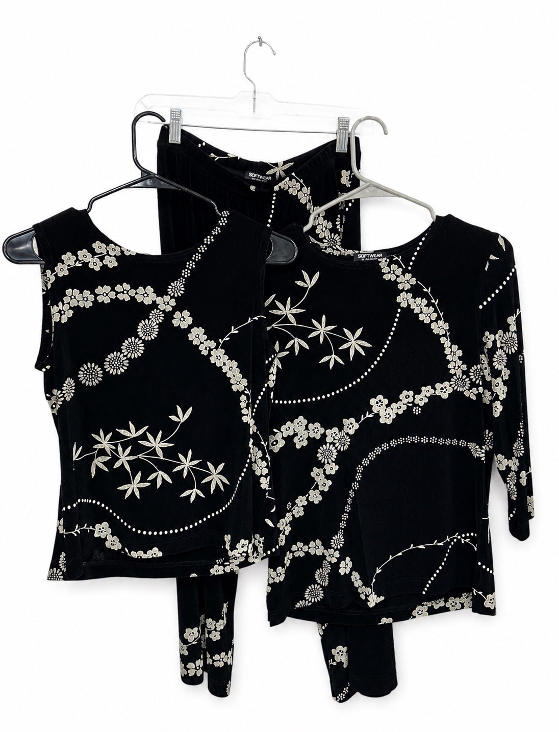 Softwear By Mark Singer Black & Gold Floral Cloth Tank, LongSleeve & Pant Set(S)
