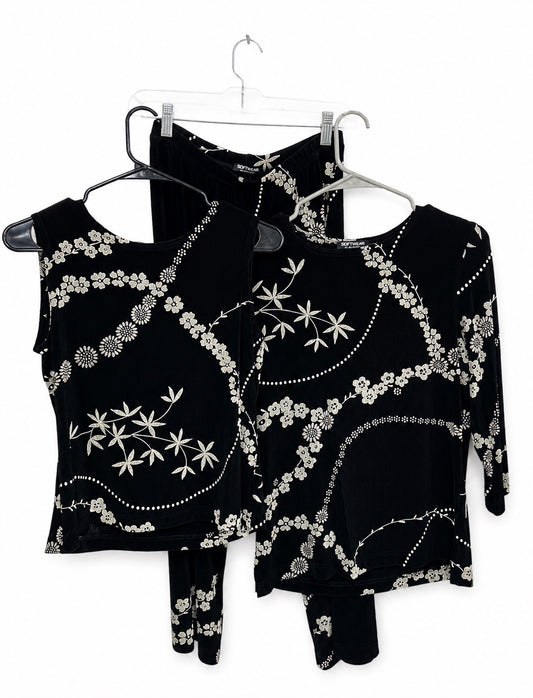 Softwear By Mark Singer Black & Gold Floral Cloth Tank, LongSleeve & Pant Set(S)