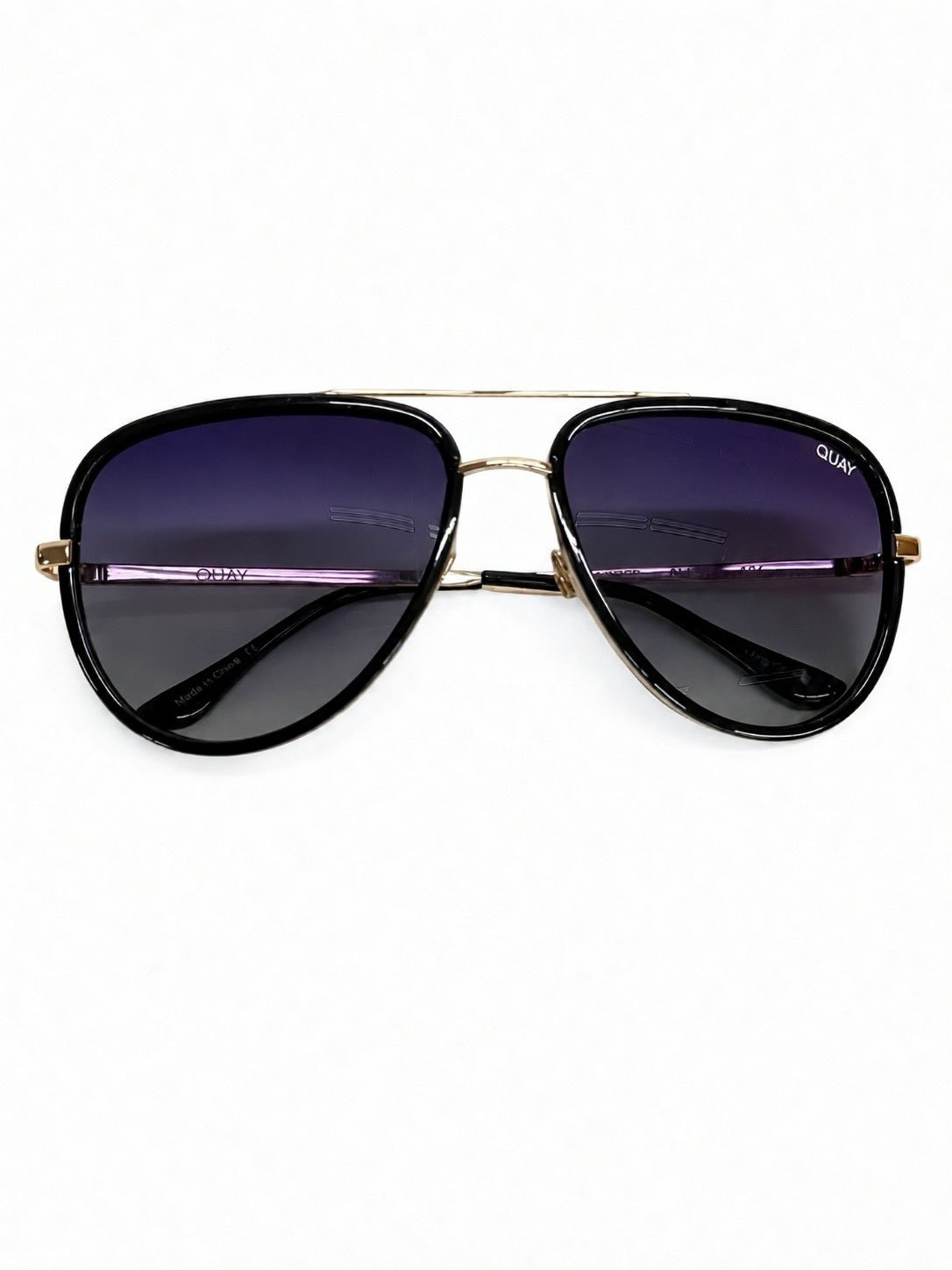 Quay Australia All In Black & Rose Gold Aviator Style Sunglasses