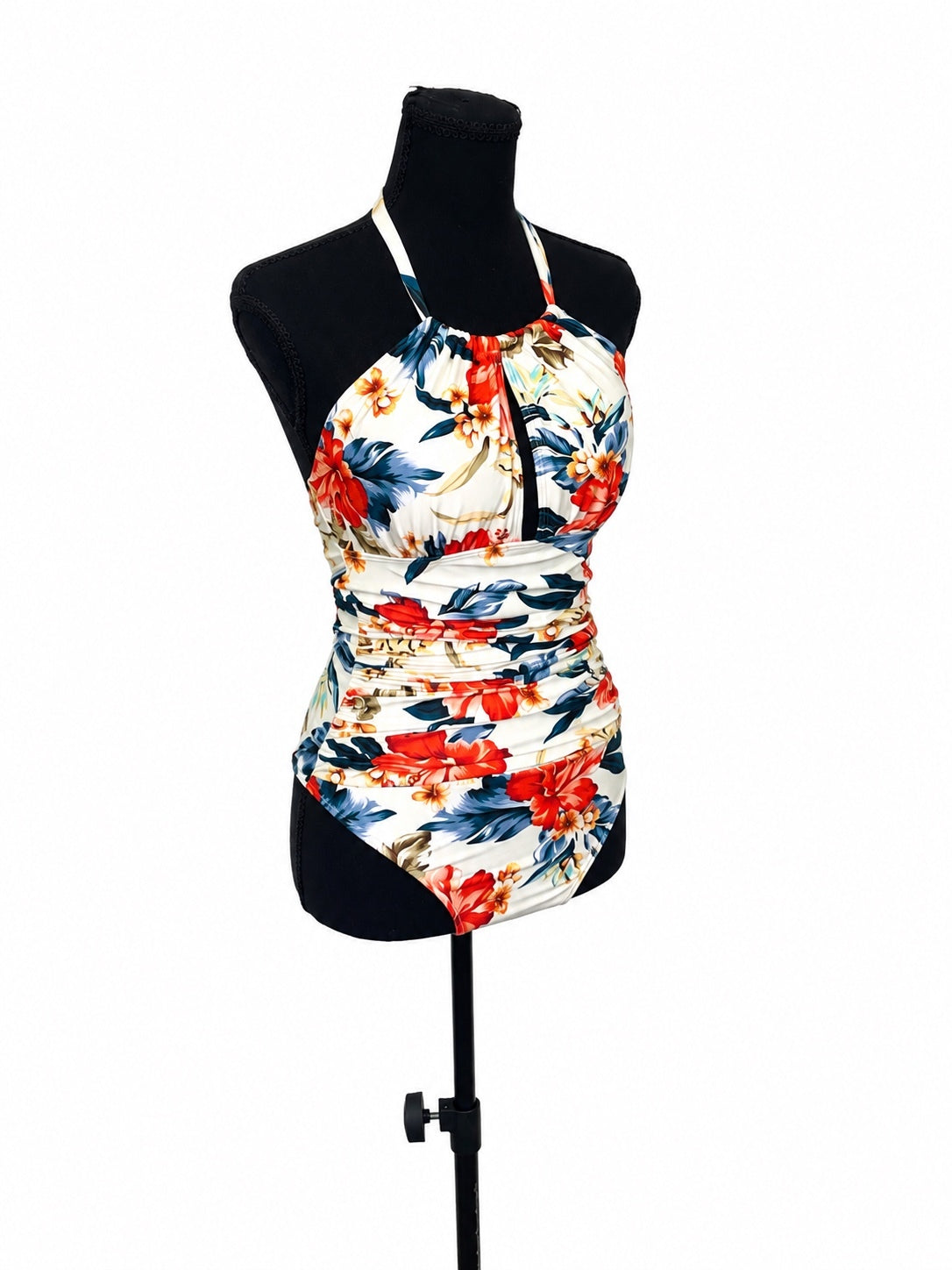 B2Prity White and Colorful Floral One Piece Swimsuit (M)