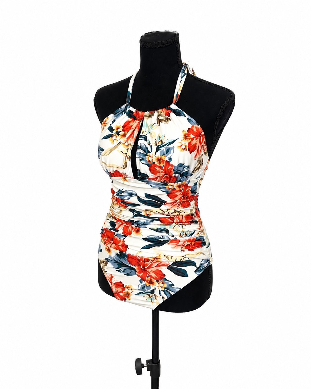 B2Prity White and Colorful Floral One Piece Swimsuit (M)