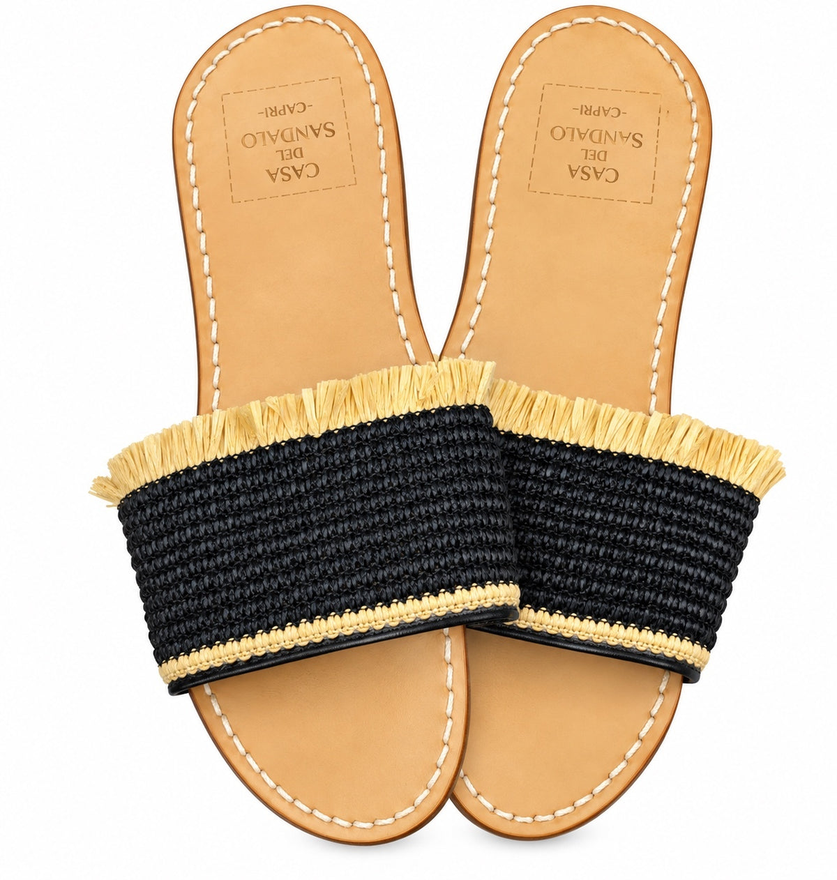 Casa Del Sandalo Capri Beige & Black Custom Slide Sandals (W Size 40)