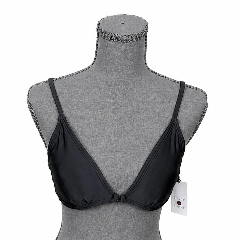 Shade & Shore Black Bikini Top with Gold Accents and Removable Pads (S)