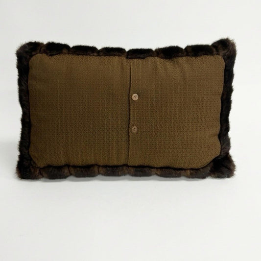Threshold Brown Faux Fur Decorative Pillow (15 in x 12 in)