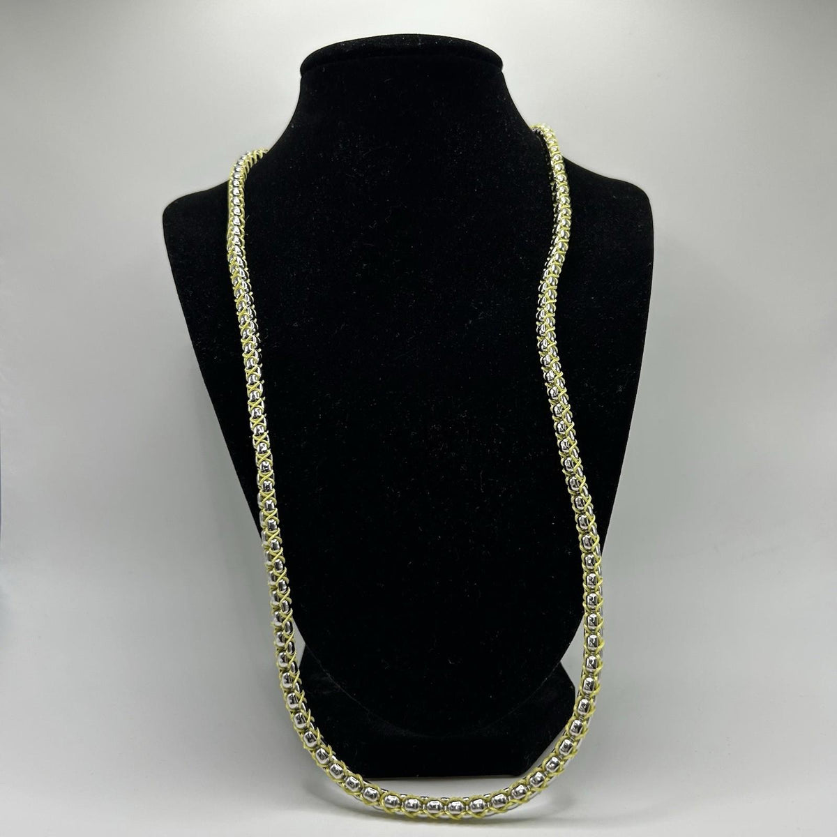 Invicta Jewelry Stainless Steel & Yellow/Silver Nylon Chord Box Chain Necklace