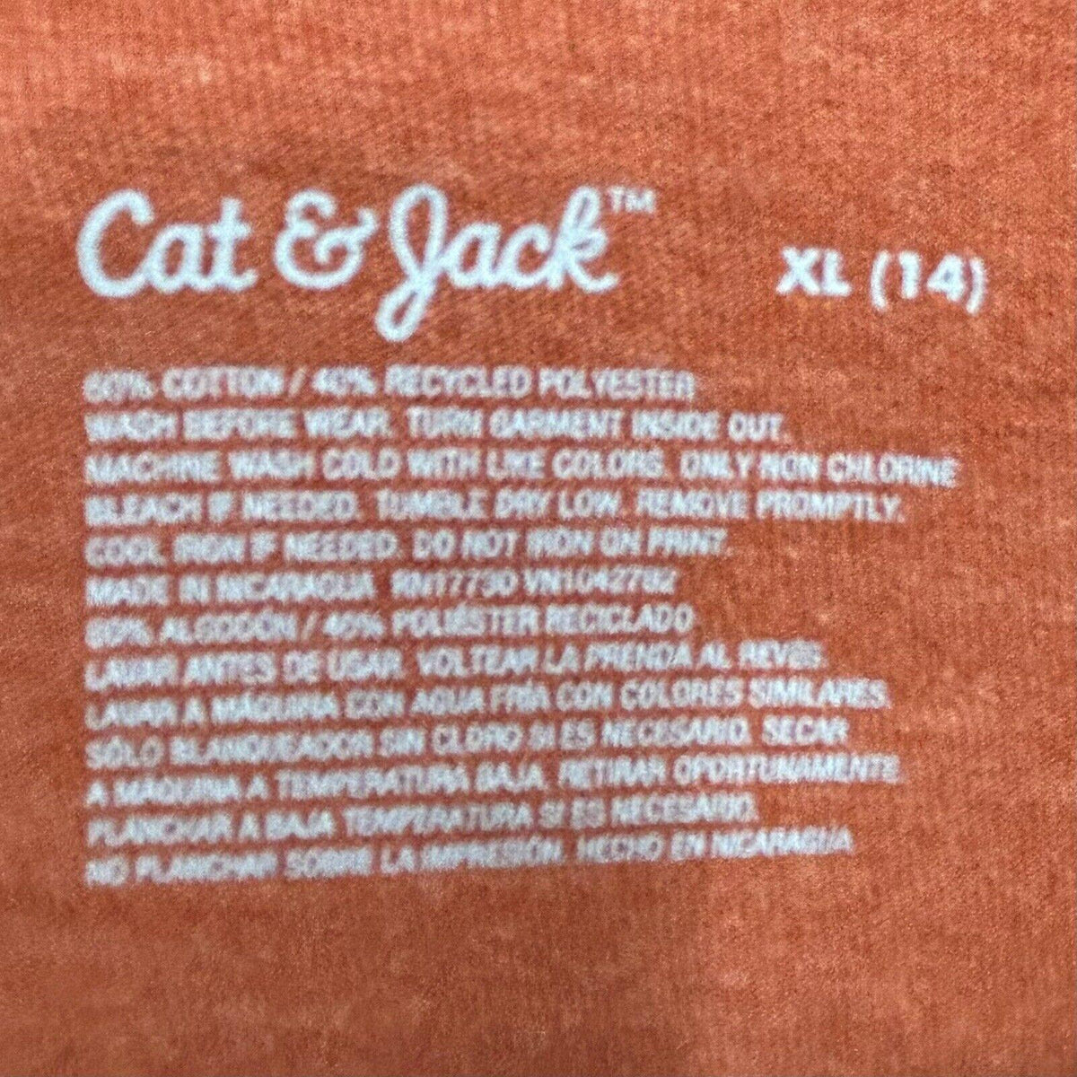 Cat & Jack 'Fall Vibes' Orange Long Sleeve Graphic Shirt (XL-24)