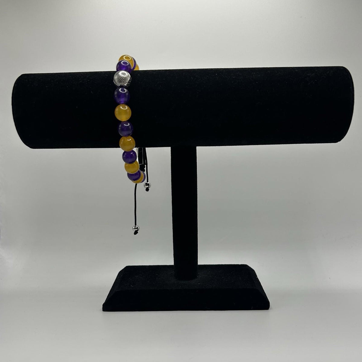 Invicta Jewelry 10MM Genuine Stone Adjustable Bracelet Purple/Yellow