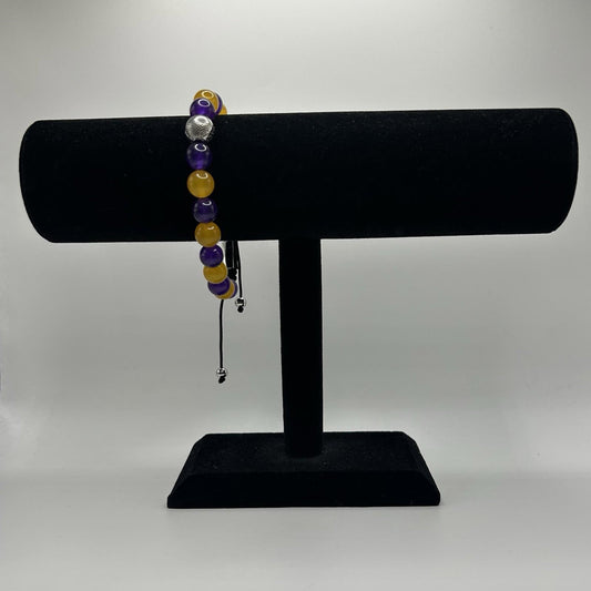 Invicta Jewelry 10MM Genuine Stone Adjustable Bracelet Purple/Yellow