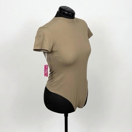 Pumiey Beige Short Sleeve Bodysuit (2XL)