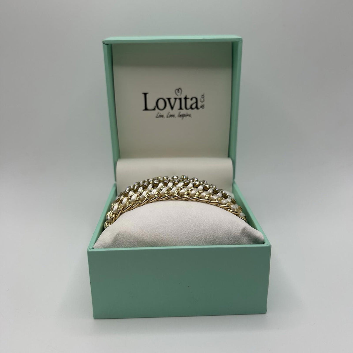 Lovita & Co. White & Gold Color Thick Tie Bracelet