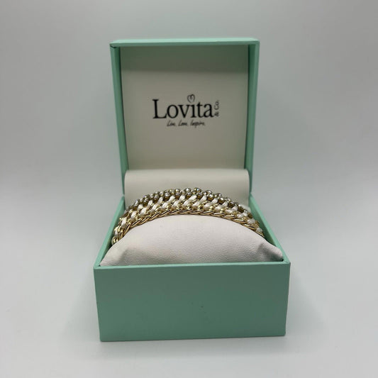 Lovita & Co. White & Gold Color Thick Tie Bracelet