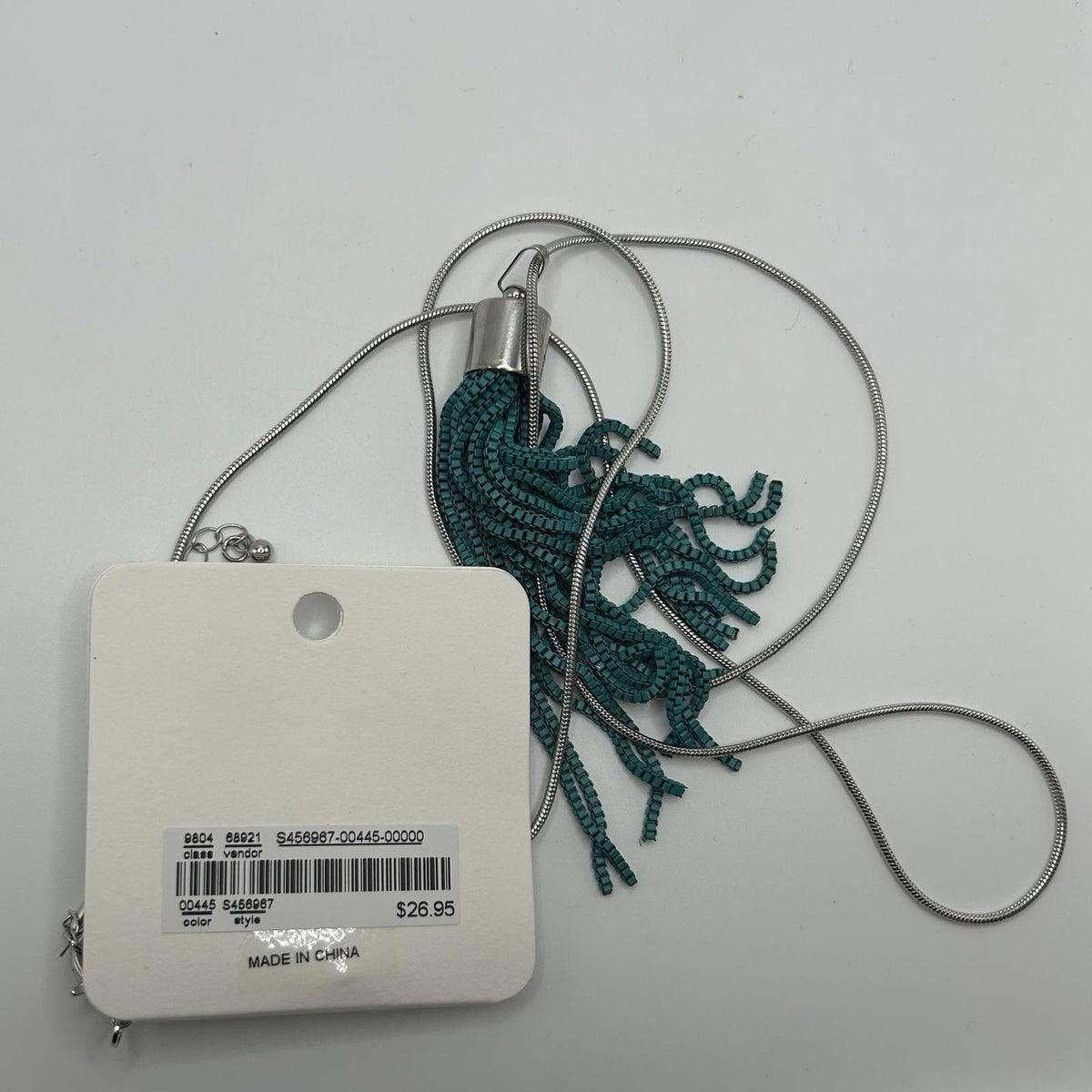 Christopher & Banks Long Painted Chain Tassel Turquoise Necklace