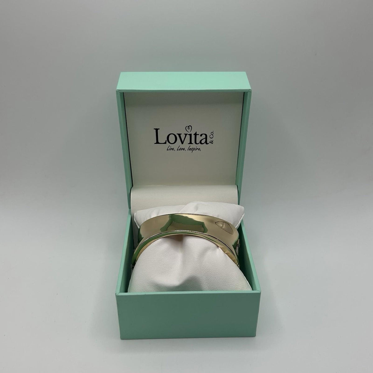 Lovita & Co. Thick Gold Colored Metal Cuff w/ Crystal Accent Bracelet