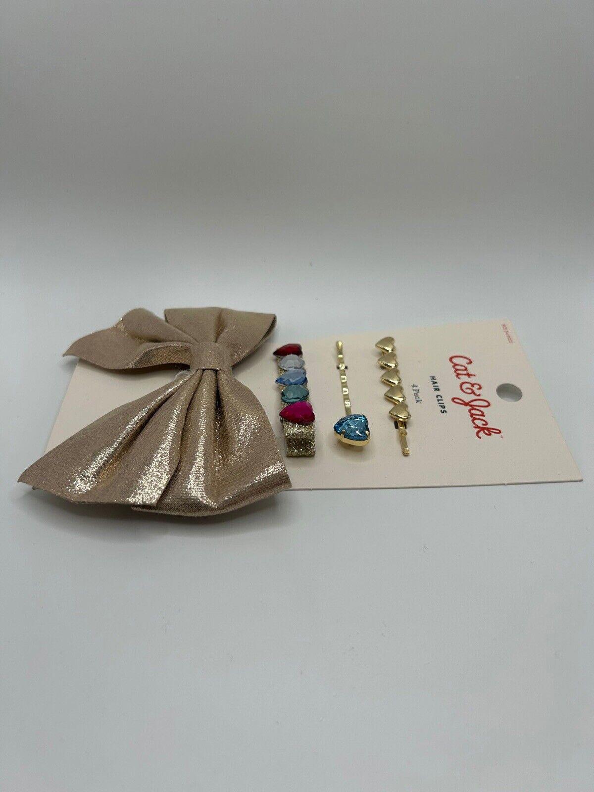 Cat & Jack 8 piece Hair Clip Set (Gold, Black, Pearl and Rainbow)