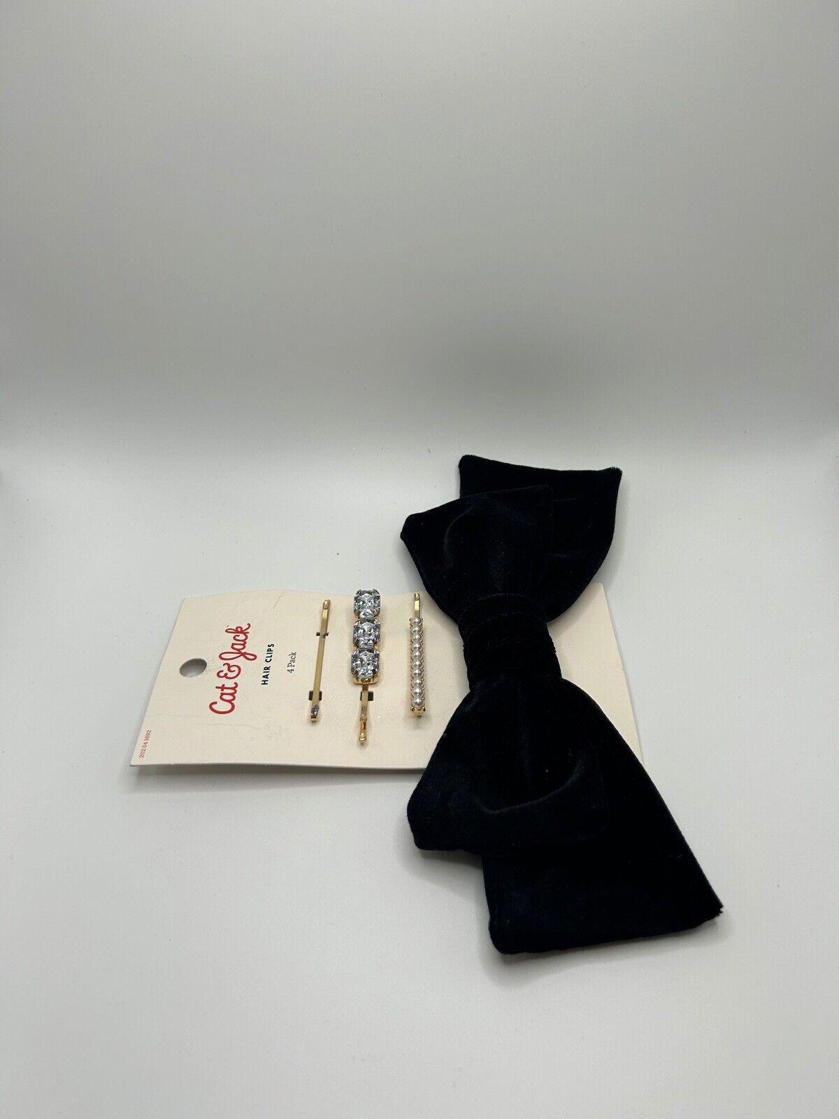 Cat & Jack 8 piece Hair Clip Set (Gold, Black, Pearl and Rainbow)