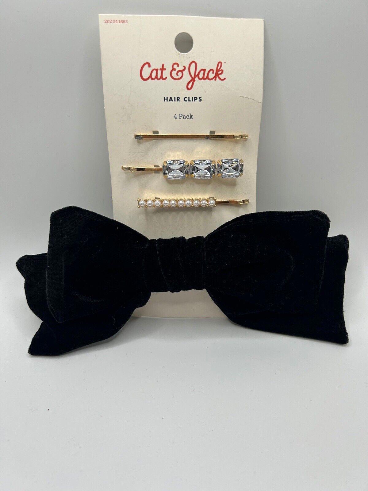 Cat & Jack 8 piece Hair Clip Set (Gold, Black, Pearl and Rainbow)