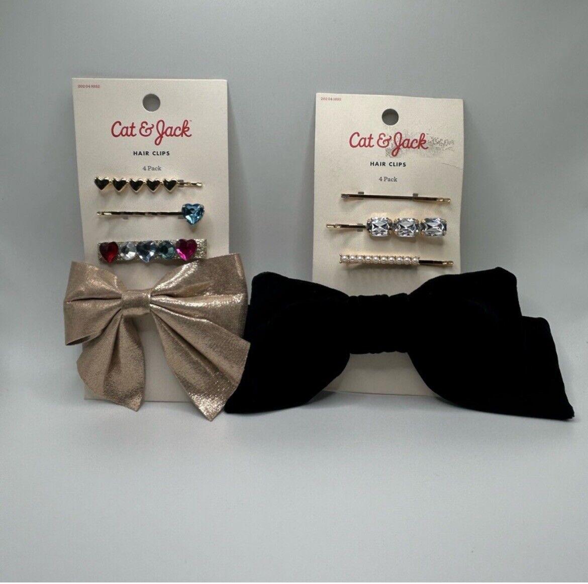 Cat & Jack 8 piece Hair Clip Set (Gold, Black, Pearl and Rainbow)