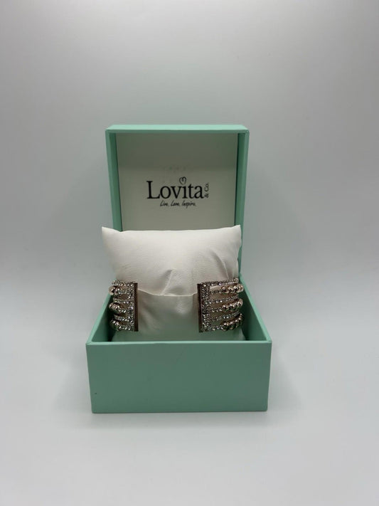 Lovita & Co. Crystal Accented 6 Layered Cuff Gold Colored Bracelet
