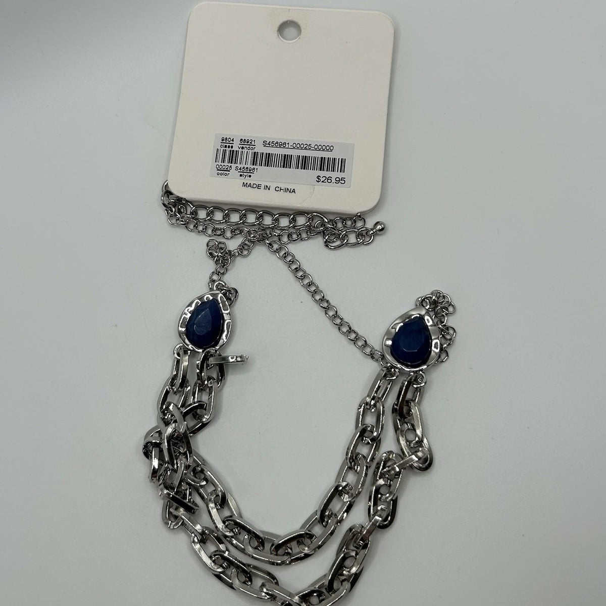 Christopher & Banks Chain Silver Necklace w/ Dyed Blue Jade Stone