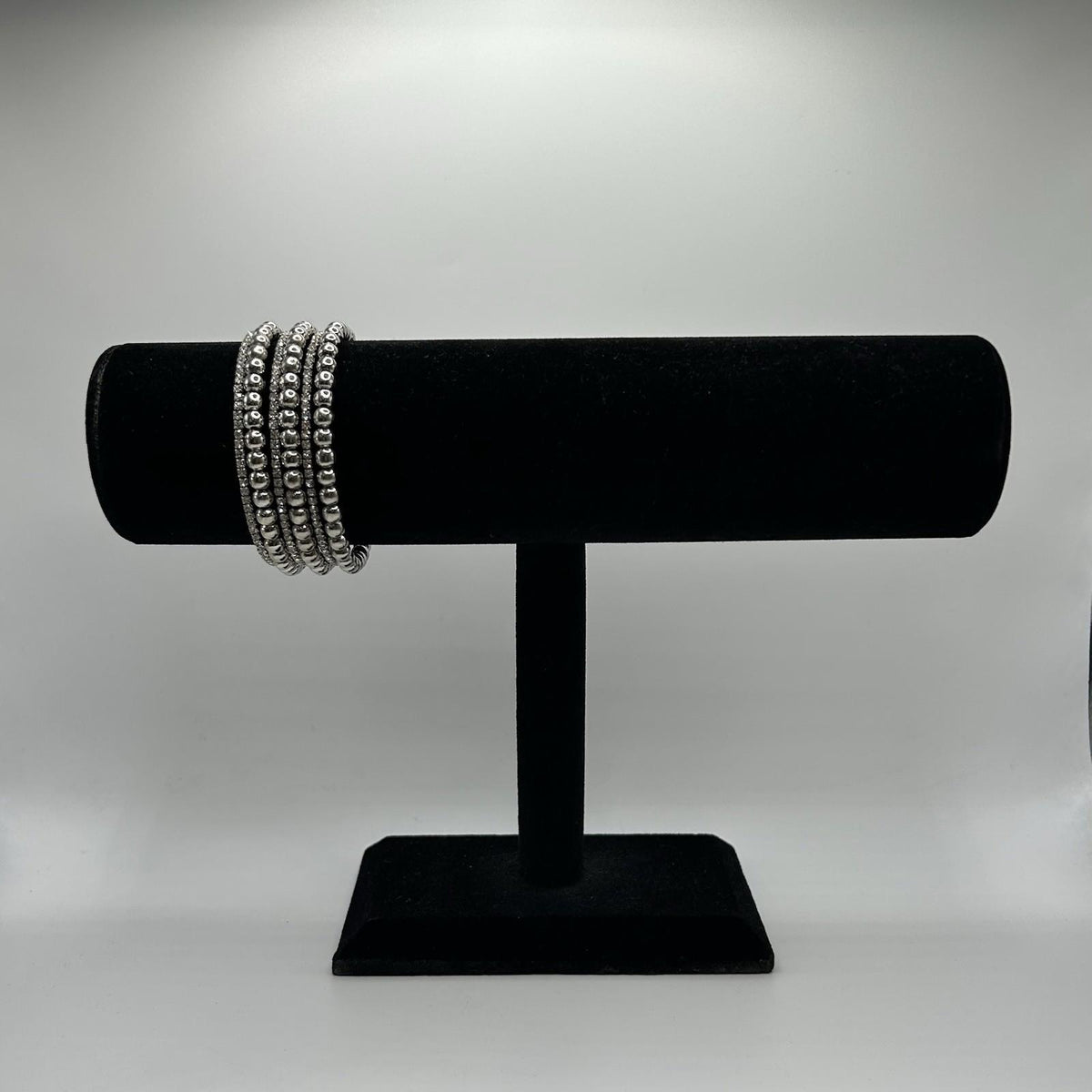 Lovita & Co. Crystal Accented 6 Layered Cuff  Silver Colored Bracelet