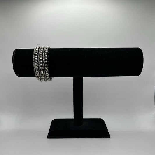 Lovita & Co. Crystal Accented 6 Layered Cuff  Silver Colored Bracelet