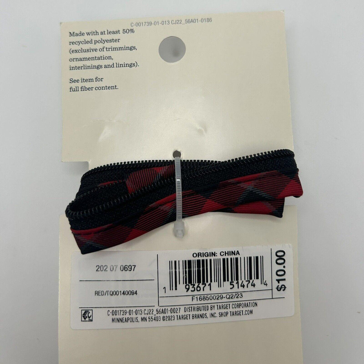 Cat & Jack Red, Gray and Black Plaid Tie (S/M)
