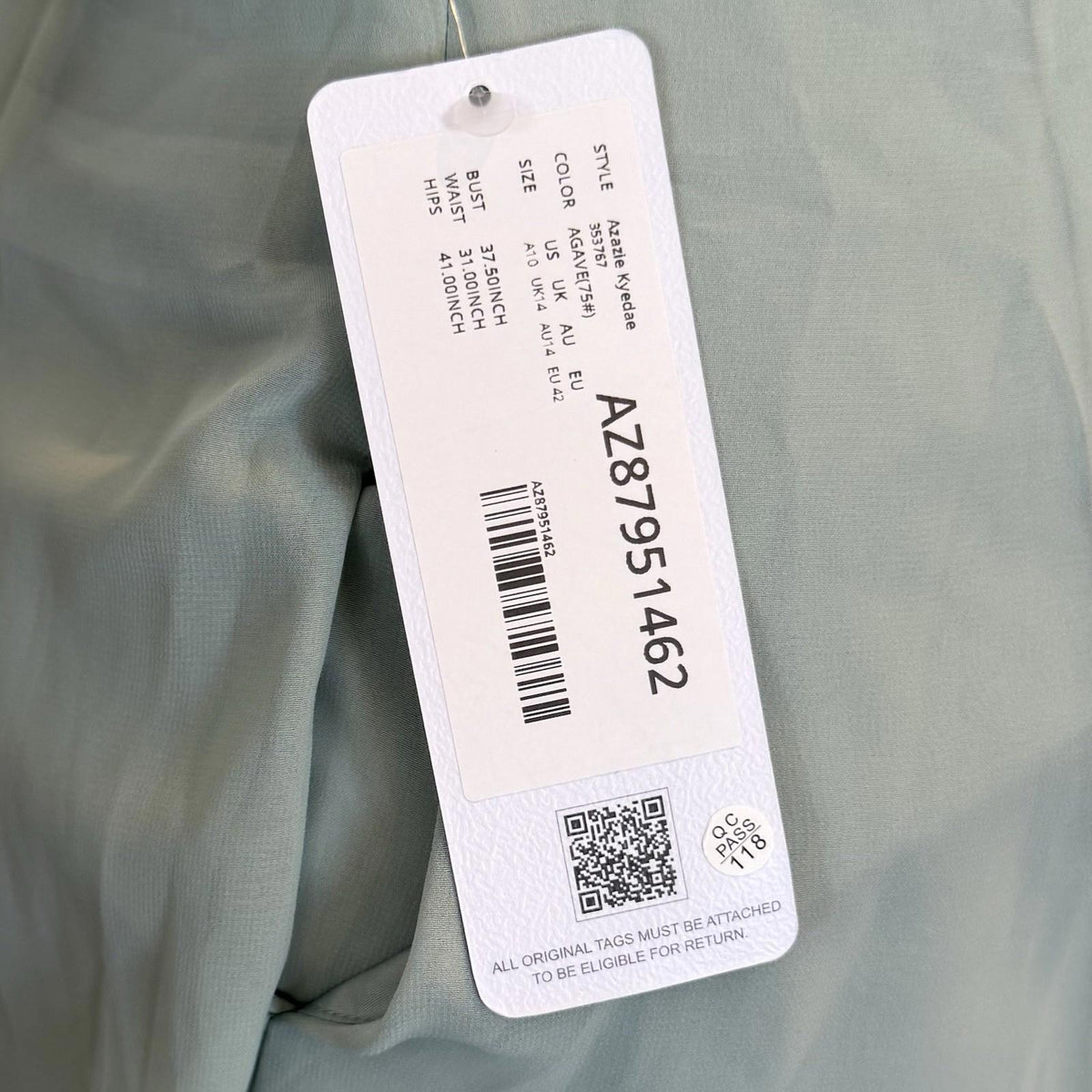 Azazie Kyedae Agave Chiffon A-Line Pleated V-Neck Bridesmaids Dress (Size 10)