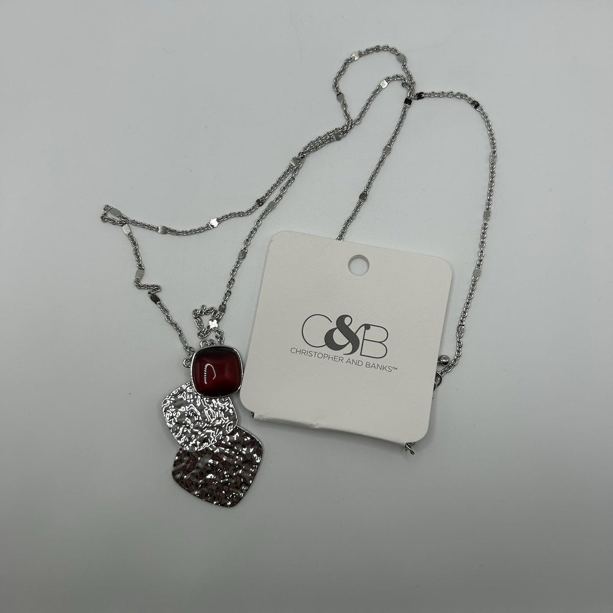 Christopher & Banks Long Cat’s Eye Wishful Red Necklace