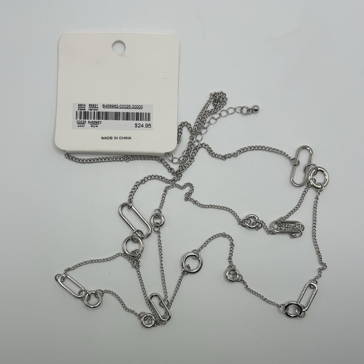 Christopher & Banks Long Layered Silver Metal Necklace