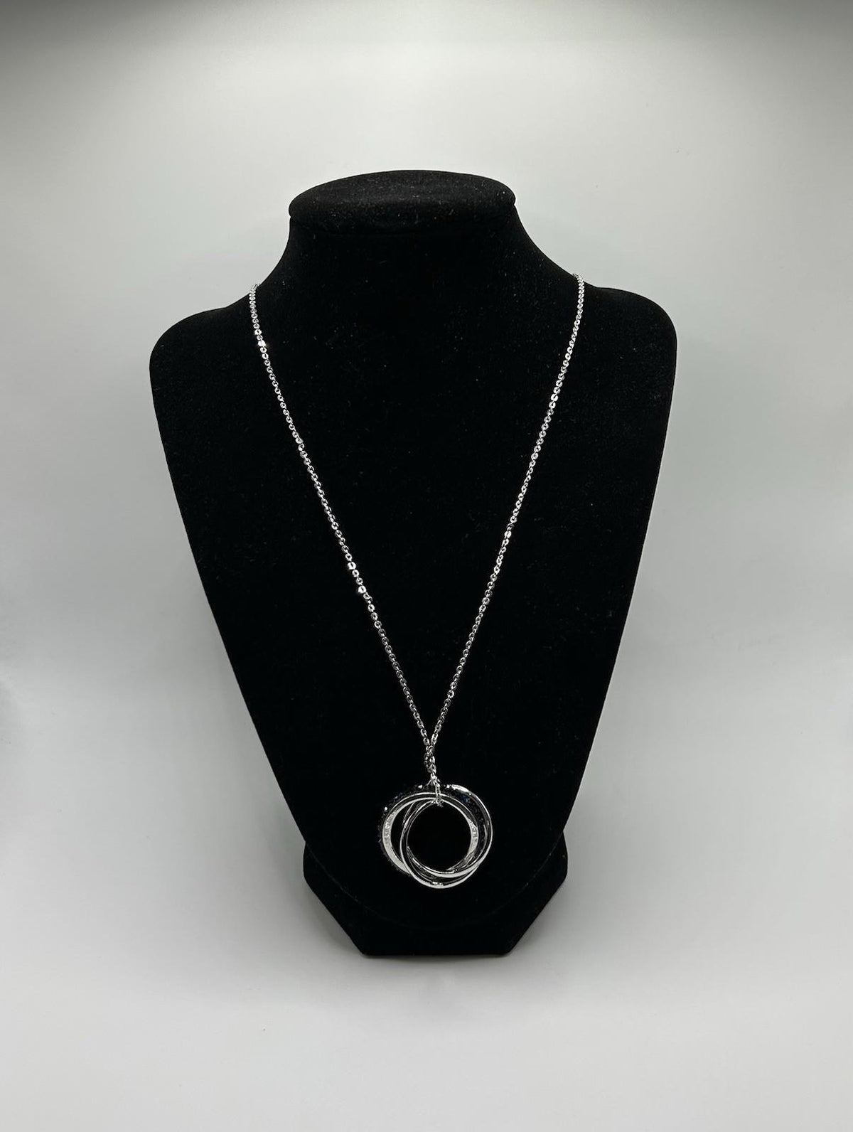 Christopher & Banks Long Blue Crystal and Silver Rings Pendant