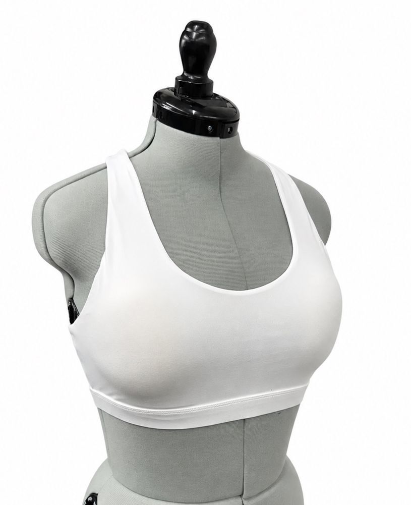 White Criss-Cross Padded Strappy Sports Bra (M)