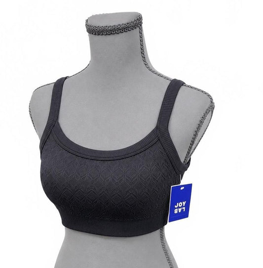 Joy Lab Black Patterned Seamless Sports Bra (S)