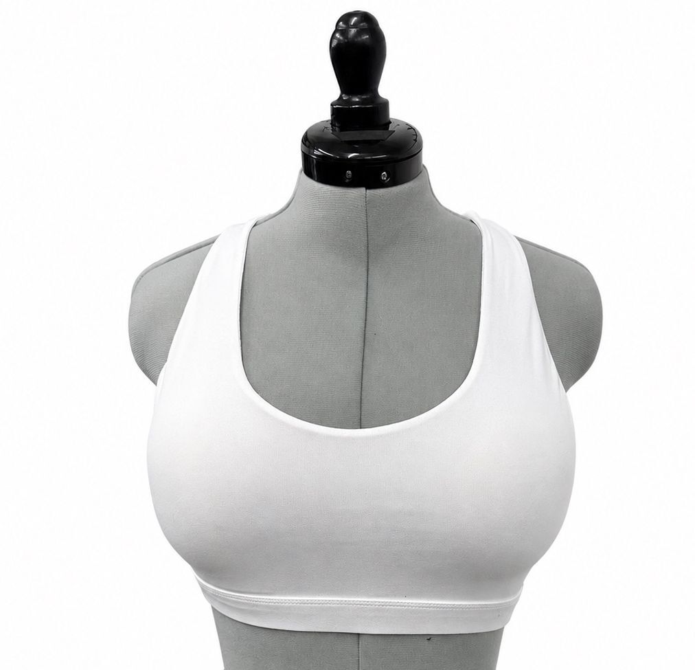 White Criss-Cross Padded Strappy Sports Bra (M)