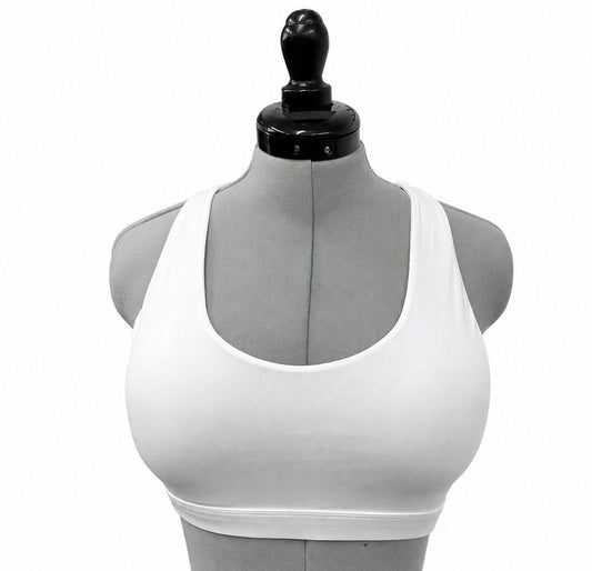 White Criss-Cross Padded Strappy Sports Bra (M)