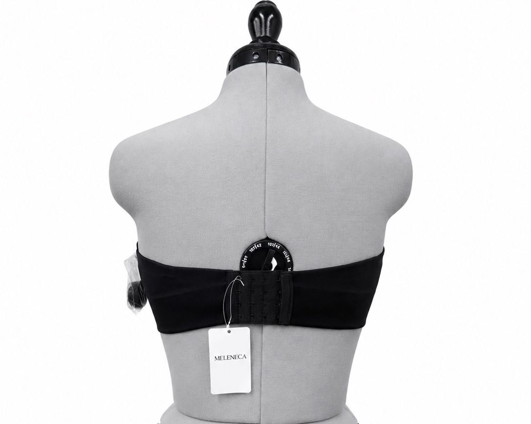 Meleneca Black Strapless Bust Minimizer Unlined Bandeau w/ Underwire (38D)