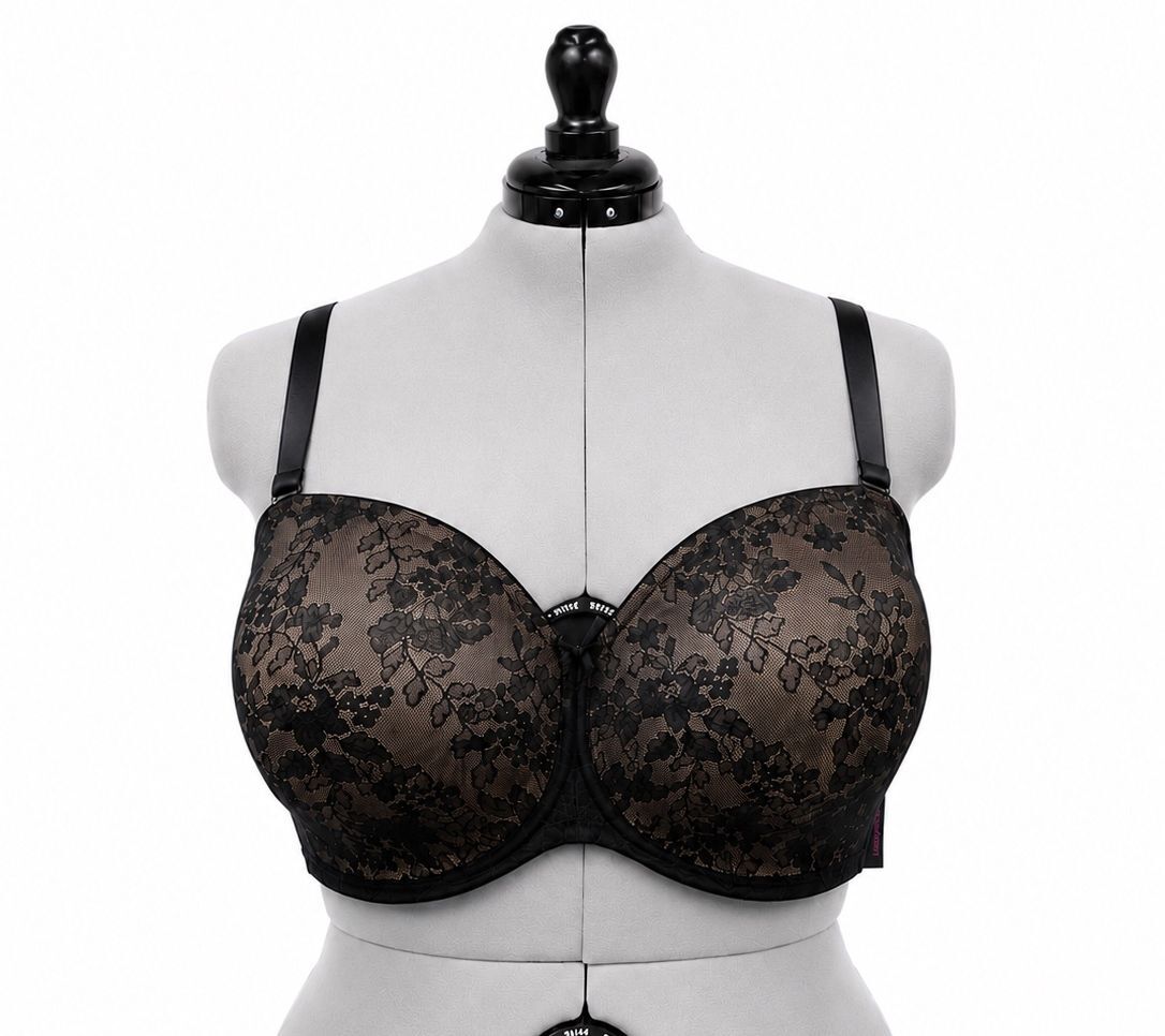 Curvy Couture Intimates Black Lace Underwire Bra w/ Removeable Straps (44G)