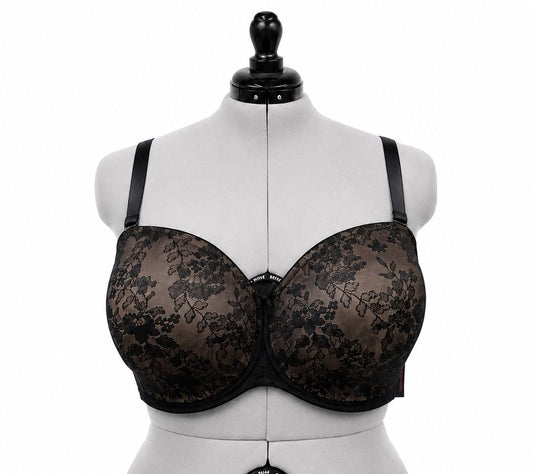 Curvy Couture Intimates Black Lace Underwire Bra w/ Removeable Straps (44G)