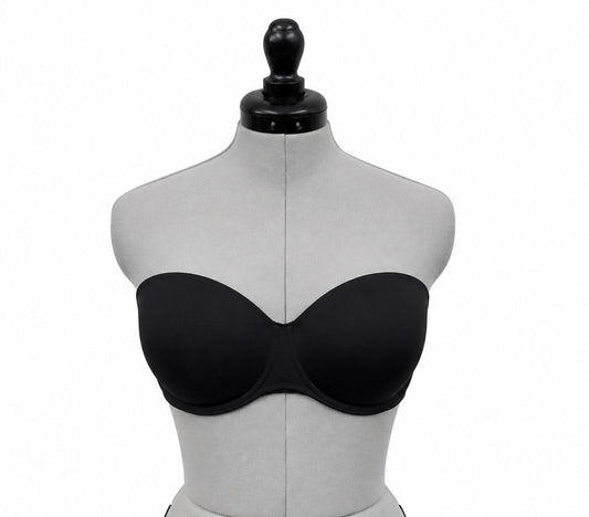 Meleneca Black Strapless Bust Minimizer Unlined Bandeau w/ Underwire (38D)