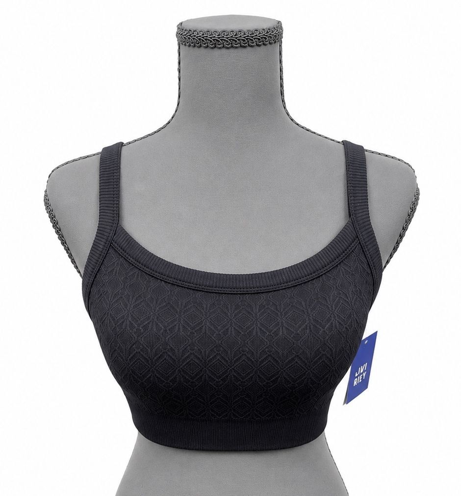 Joy Lab Black Patterned Seamless Sports Bra (S)