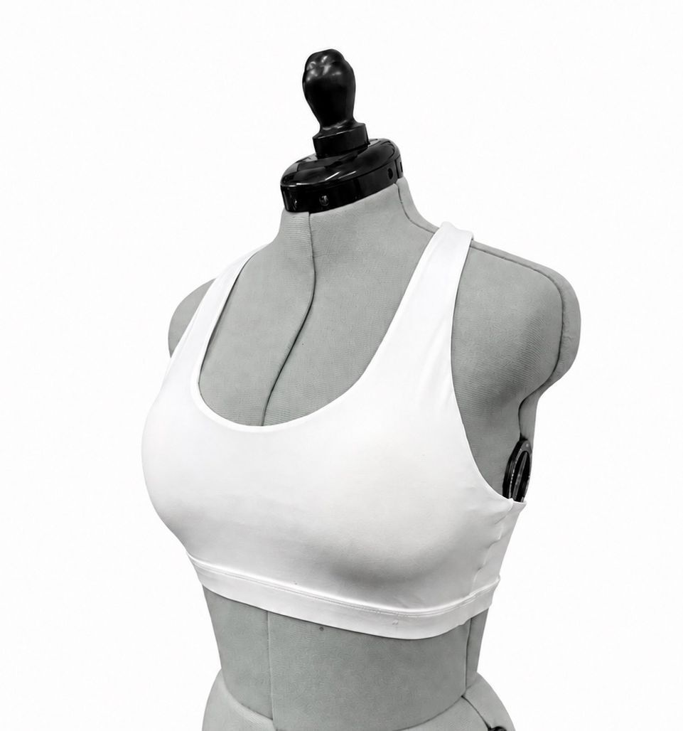 White Criss-Cross Padded Strappy Sports Bra (M)